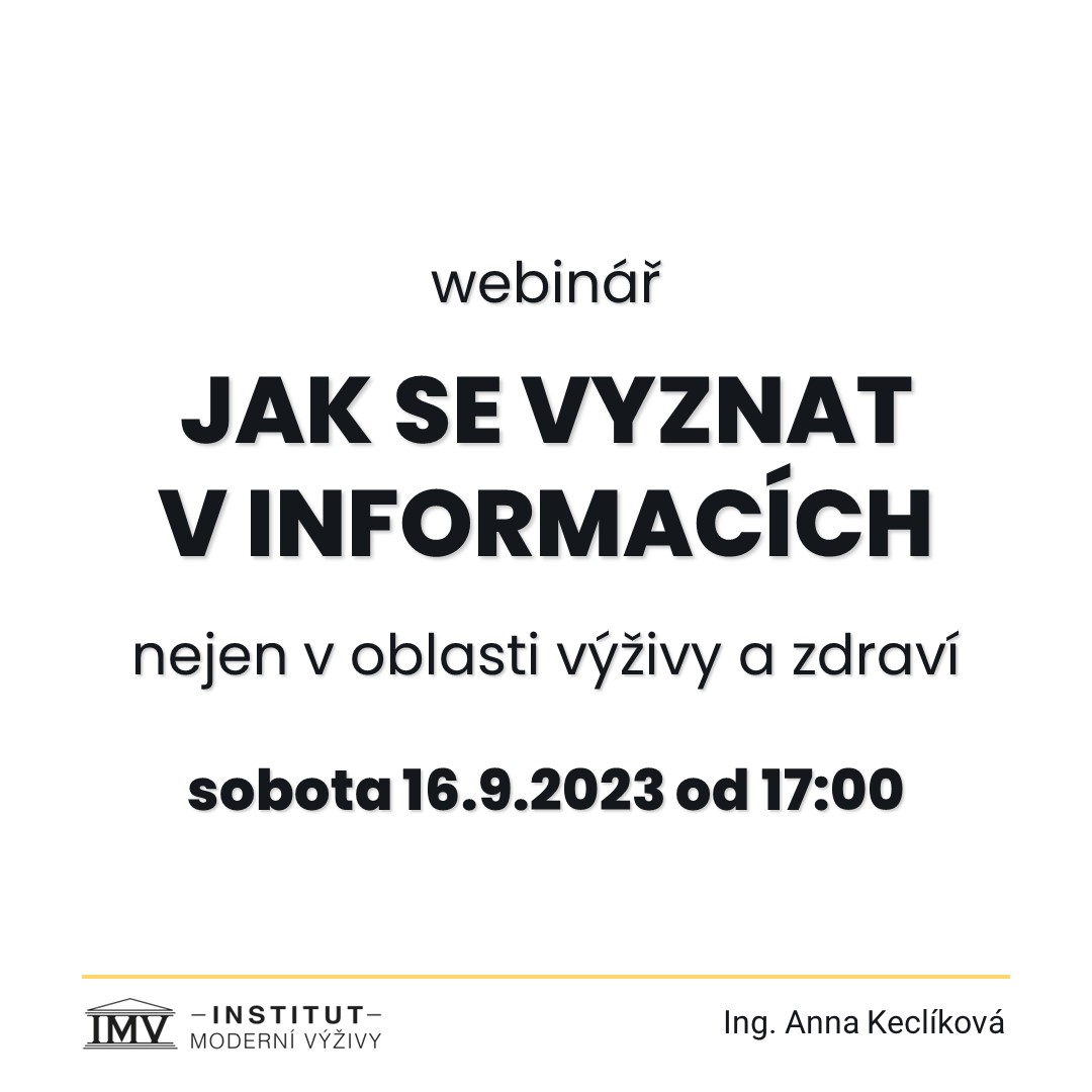Žijeme v době, kdy jsme doslova bombardováni obrovským množstvím informací útočících na nás ze všech stran. Naším problémem tak už dávno není nedostatek informací, ale naopak jejich přebytek. Ne všechny informace jsou navíc stejně kvalitní, velká část z nich je nepravdivá a někdy dokonce záměrně klamavá. Tato situace má za následek, že je pro nás často obtížné pochopit daný problém a efektivně se rozhodovat.
🌽 Výživa a zdravý životní styl jsou bohužel skvělým příkladem mnoha protichůdných tvrzení a doporučení, a to často i z řad těch, kteří vystupují jako odborníci na tuto oblast. Zatímco jedni například démonizují konkrétní potraviny, jiní ty stejné vynášejí do nebes. Pro laika je pak velmi náročné rozpoznat, které informace jsou důvěryhodné a čemu můžeme skutečně věřit.
Společně s @institutmodernivyzivy jsme pro vás proto připravili zbrusu nový webinář a názvem „Jak se vyznat v informacích,“ který vám pomůže se v tomto informačním chaosu lépe zorientovat.
👉 Kdy? JIŽ TUTO SOBOTU.
Na webináři si řekneme, jak zapojit kritické myšlení a nepodlehnout klamům, odkud čerpat informace a jak rozpoznat, zda je daný zdroj důvěryhodný. Ukážeme si konkrétní postupy, jak si ověřovat informace a jak pracovat s vědeckou literaturou. A v neposlední řadě si povíme, jak se z toho všeho nezbláznit.
✨ Po absolvování webináře si budete schopni sami dohledat pro vás potřebné informace v důvěryhodných zdrojích. Díky tomu budete moci činit lepší rozhodnutí ve své praxi i osobním životě.
Více informací naleznete na webu IMV:
https://www.institutmodernivyzivy.cz/webinar-prace-s-informacemi/
💛 Budu se na vás těšit. 💛
#receptyprozivot #modernivyziva #udalost #vyzivavedecky #odbornezdroje #odbornaliteratura #odbornici #coviveda #sciencebased #evidencebased #veda #kritickemysleni #pravda #informace #osveta #zkoumani #fakta #fakty #faktyczsk #zajimavosti #zdravyzivotnistyl #zdravi